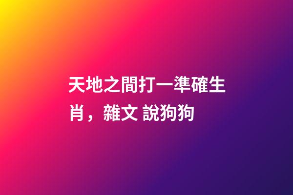 天地之間打一準確生肖，雜文 說狗狗